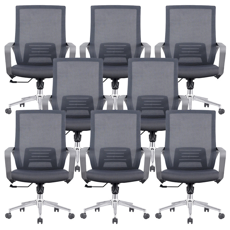 Sedia per computer a braccia fissa moderna con ruote sedia da ufficio a metà schiena