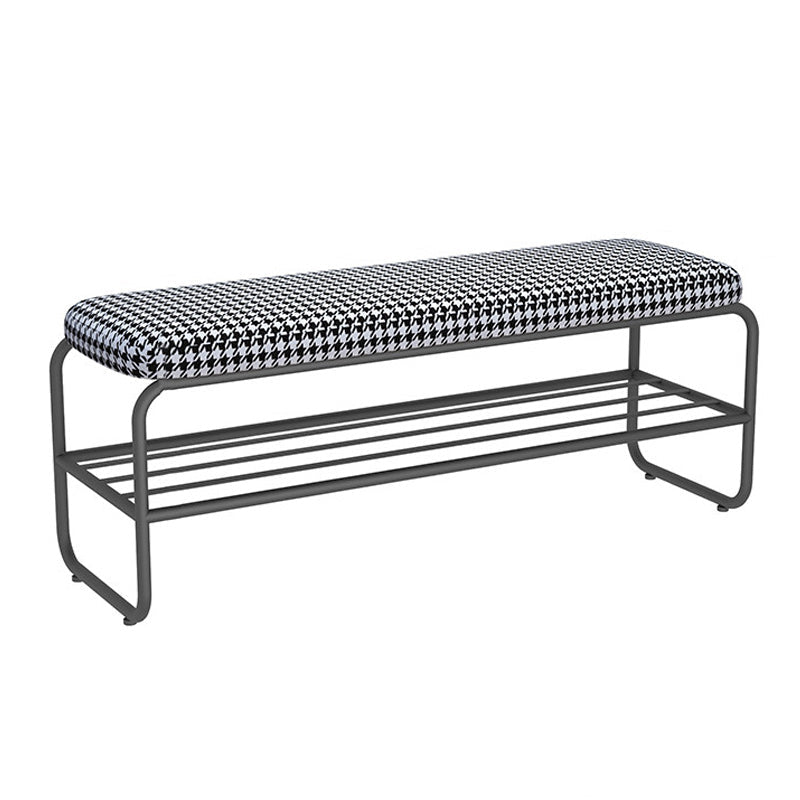 Glam Metal Seating Bench 17.7" H Cushioned Entryway Bench with Legs Black Clearhalo 'Benches' 'Chairs & Seating' 'furn' 'furn_benches' 'Furniture' 'Living Room Furniture' 5840928