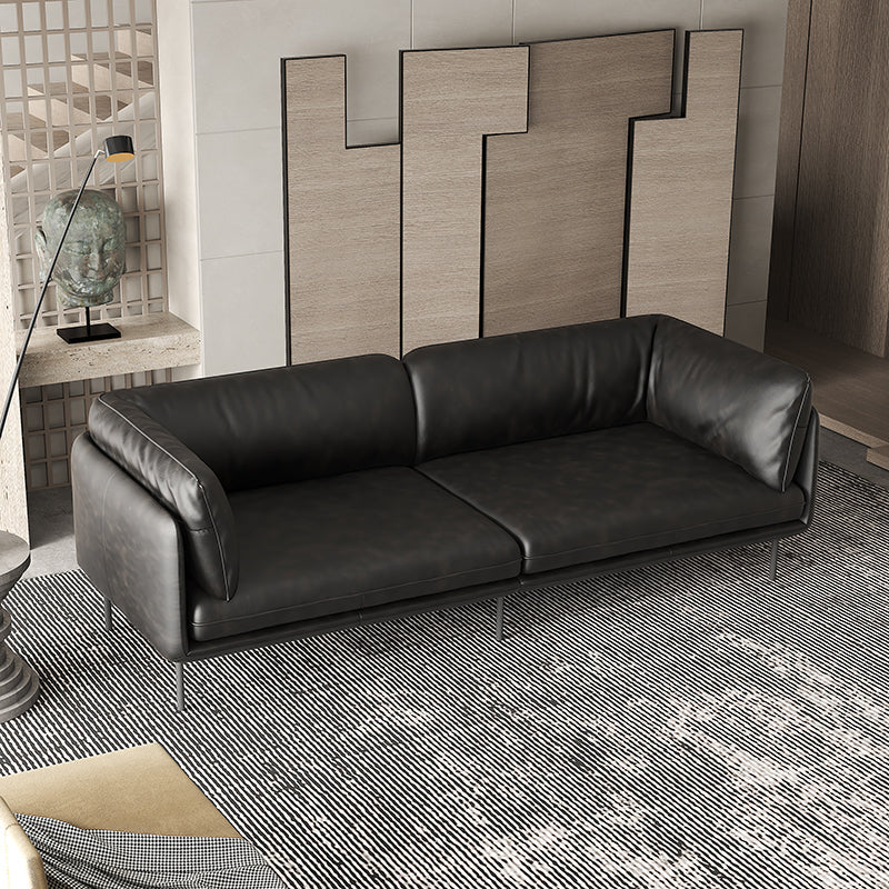 Sofá de brazo de esmoquin contemporáneo 38.58 "Sofá de cuero falso de ancho con espalda suelta