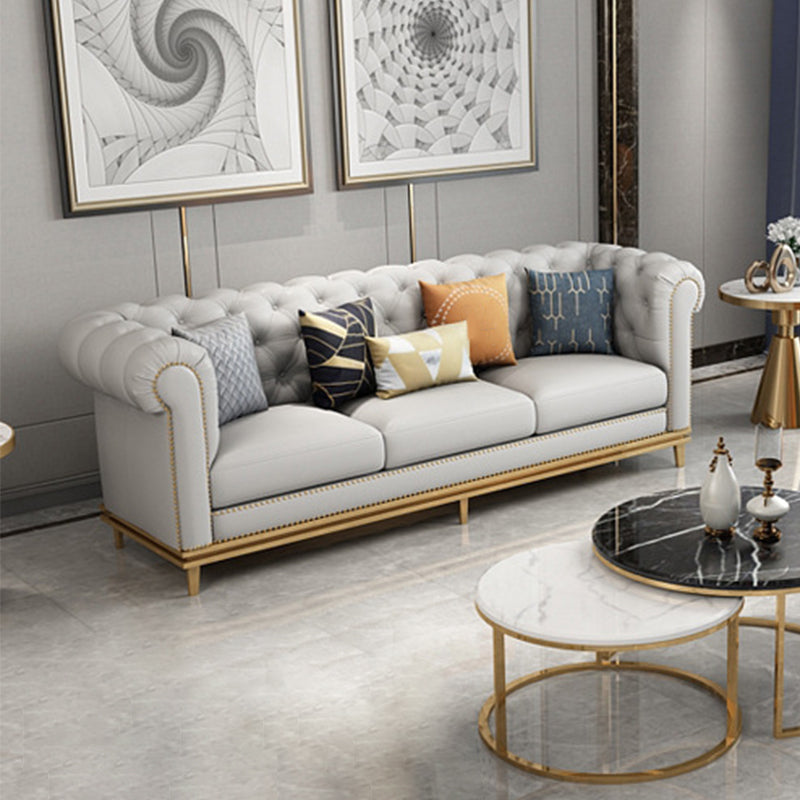 Sofá con brazo enrollado de 3 plazas Chesterfield Tufted 82.68 "W Faux Leather Sofá