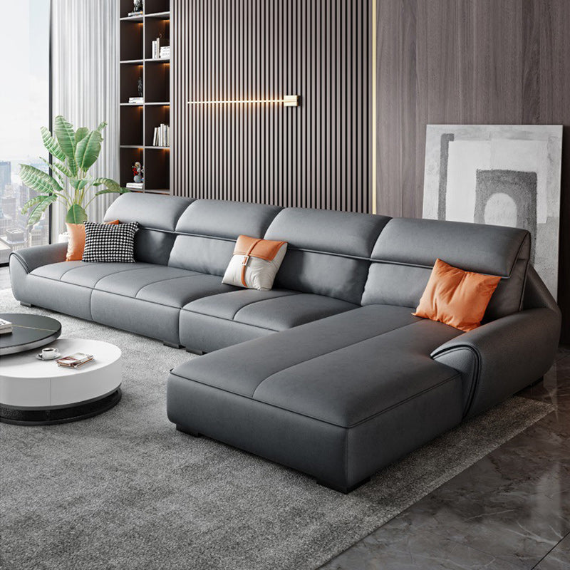 Sezioni grigie in pelle finta 34.6 "H sezionali bracciati svasati per soggiorno