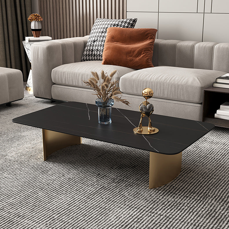 Glam Sled Coffee Table Slate Rectangular Cocktail Table for Home