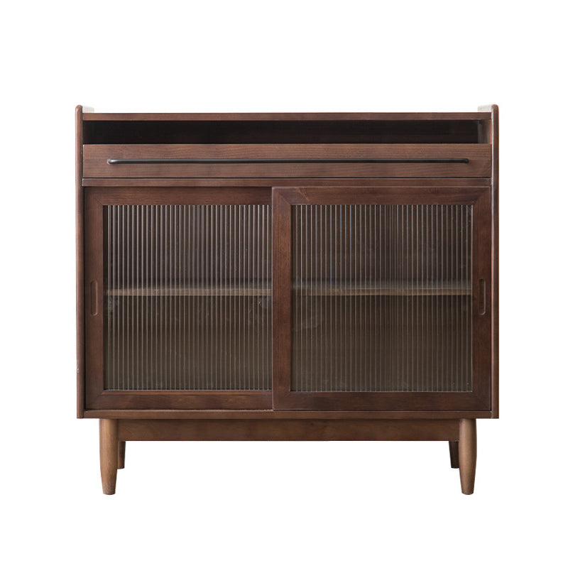 36,22 "Armadietto in legno a 1 cassetto alto, mobile accento rettangolo in vetro