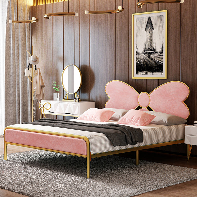 Letto da testiera imbottito di ferro con gambe metalliche 43,3 "alte 78,74" di lunghezza