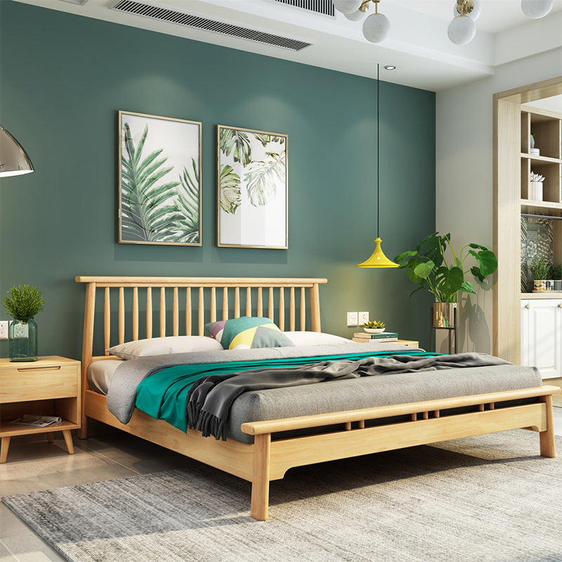 Scandinavische spindelhoofdeinde met open frame en houten benen