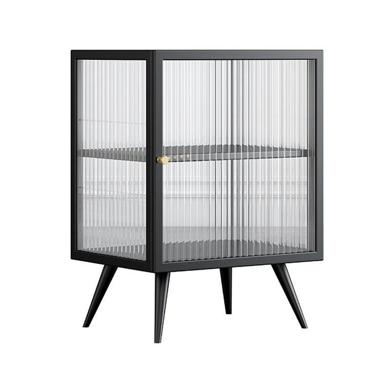 22 "H Buffet contemporain Server en verre porte métallique Metal Frame Buffet Server pour le salon