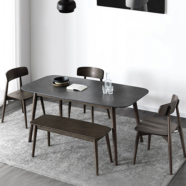 Mesa de comedor moderna de mediados de siglo Mesa de comedor de piedra sinterizada con 4 patas