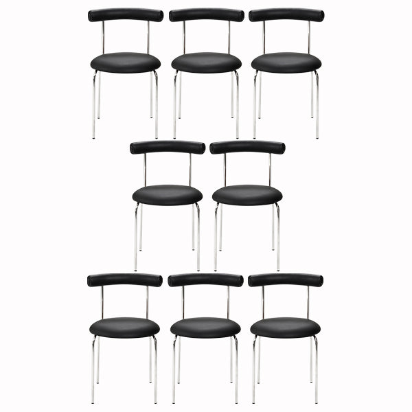 Modern Armless Dining Chairs Stackable Low Back Dining Chair Black 8 Piece Set Clearhalo 'Dining Chairs' 'Dining Tables & Seating' 'dining_chair' 'furn' 'furn_dining_chair' 'Furniture' 'Kitchen & Dining Furniture' 5845961