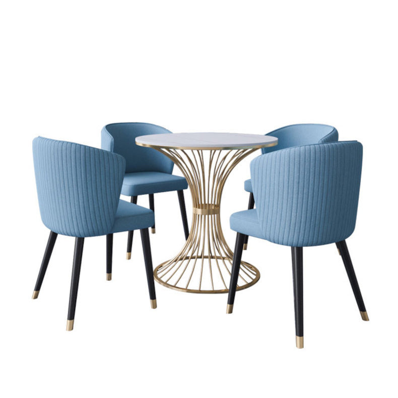 Juego de comedor de piedra sinterizada glamorosa Redonda 1/2/5 Piezas de comedor con base de pedestal