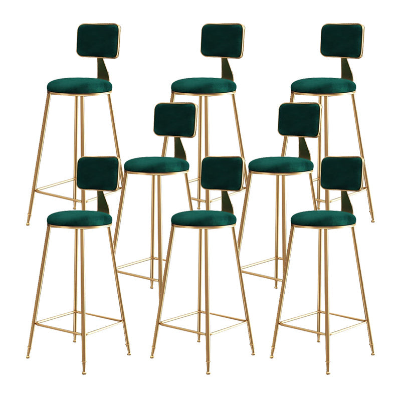 Glam Metal Stool Fabric Upholstered Counter Stool in Matte Finish for Indoor