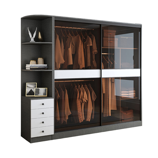 Gabinete de vestuario gris Armario contemporáneo de madera para casa para casa