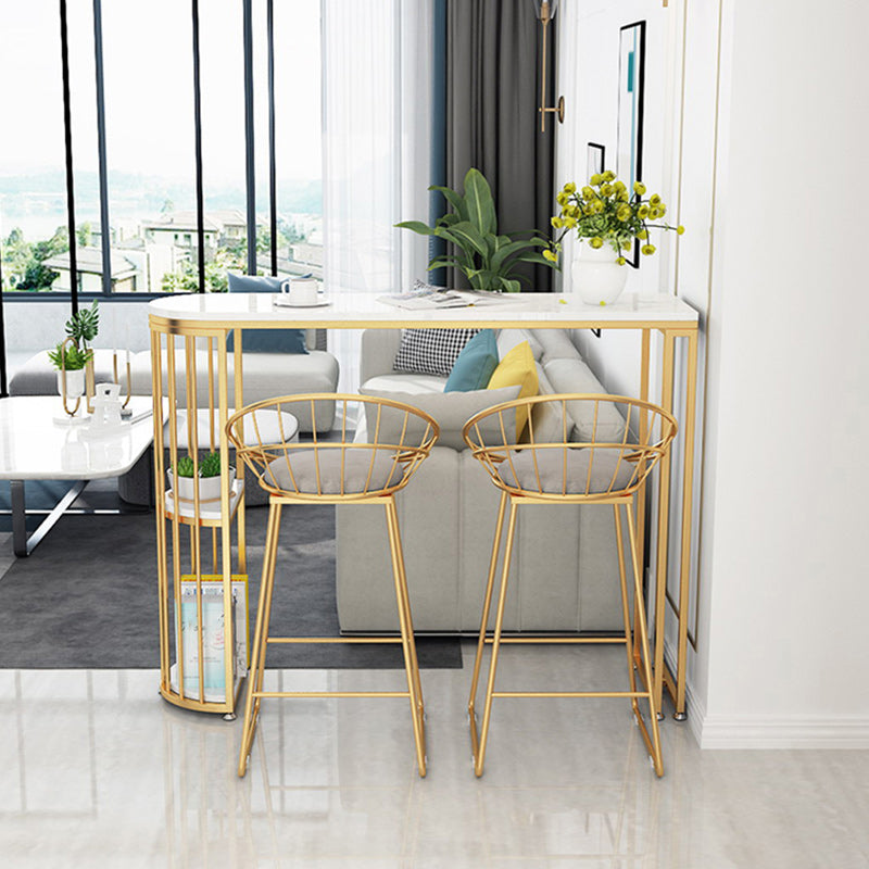 Glam 1/3 Pieces Bar Table Set Stone Counter Table with High Stools for Cafe 3 Pieces: White Table, 2 Gray Stools Clearhalo 'Bar Furniture' 'furn' 'furn_home_bar_bar_sets' 'Furniture' 'Home Bars & Bar Sets' 'home_bar_bar_sets' 'Kitchen & Dining Furniture' 5847976