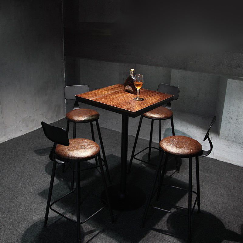 Industrial 1/2/3/4/5 Pieces Solid Wood Bar Table Set Fixed Counter Set for Home Use 5 Pieces: Table, 4 Stools Clearhalo 'Bar Furniture' 'furn' 'furn_home_bar_bar_sets' 'Furniture' 'Home Bars & Bar Sets' 'home_bar_bar_sets' 'Kitchen & Dining Furniture' 5847993