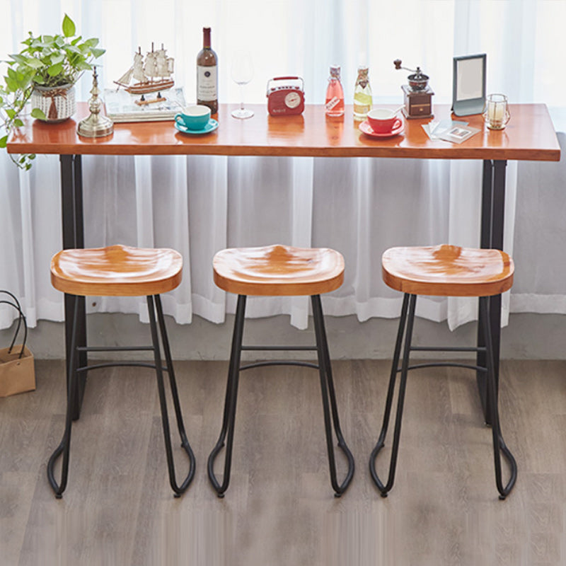 Moderne vaste houten teller set 1/2/4 stuks rechthoekige staaftafel ingesteld in natuurlijk