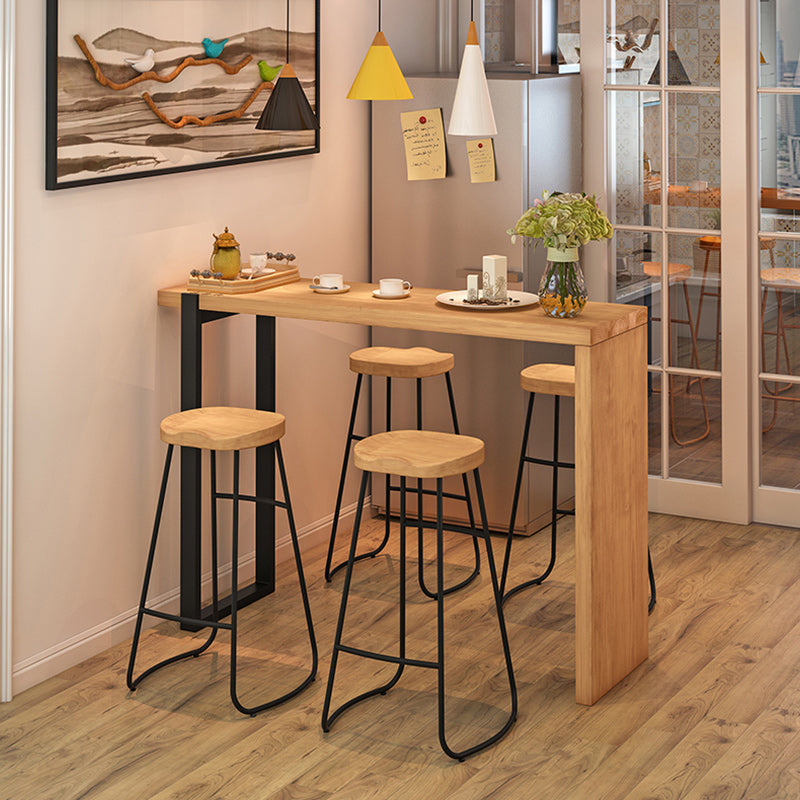 Ensemble de comptoir à rectangle moderne intérieur 1/2/3 pièces Table en bois massif et tabouret