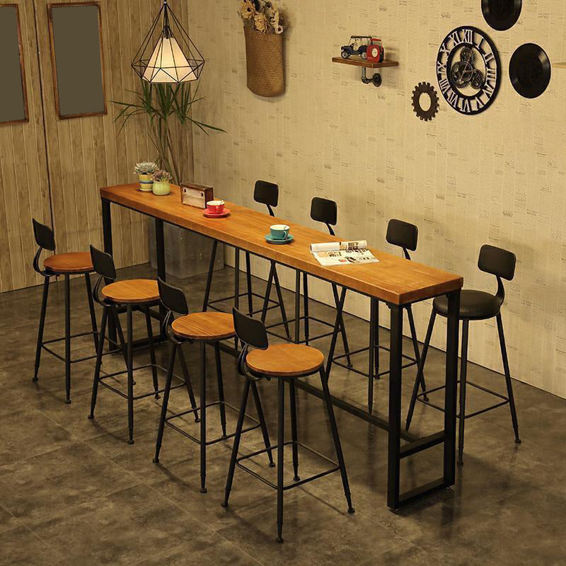 Tavolo da pranzo a barre in legno massiccio tavolo da pranzo industriale con base nera