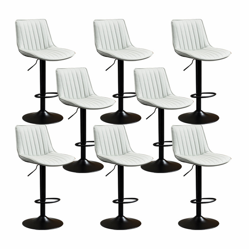 Scandinavian Metal Stool Adjustable Low Back Faux Leather Barstools in Matte Finish Grey 8 Piece Set Bar Stool(31"H) Clearhalo 'Bar Furniture' 'Bar Stools' 'bar_stools' 'furn' 'furn_bar_stools' 'Furniture' 'Kitchen & Dining Furniture' 5848781
