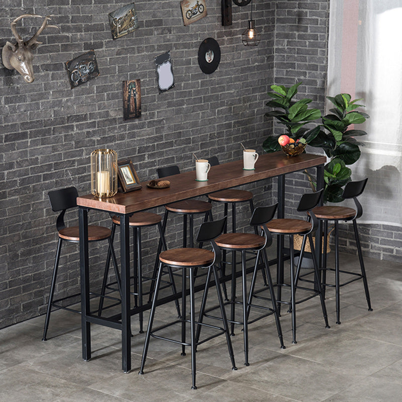 Industrial 1/5/9 Pieces Bar Table Set Rectangle Pine Wood Counter Table for Cafe
