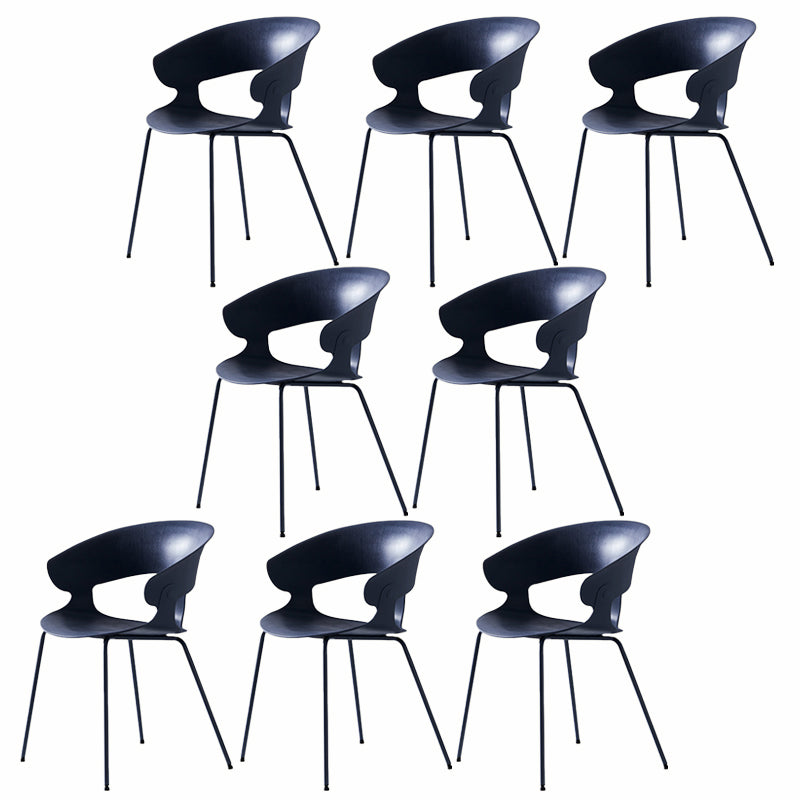 Contemporary Metal Legs Dining Chairs Plastic Open Back Dining Side Chair