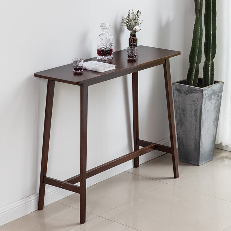 Tavolo da bar rettangolo contemporaneo banda bar a barre in legno massello con poggiapiedi