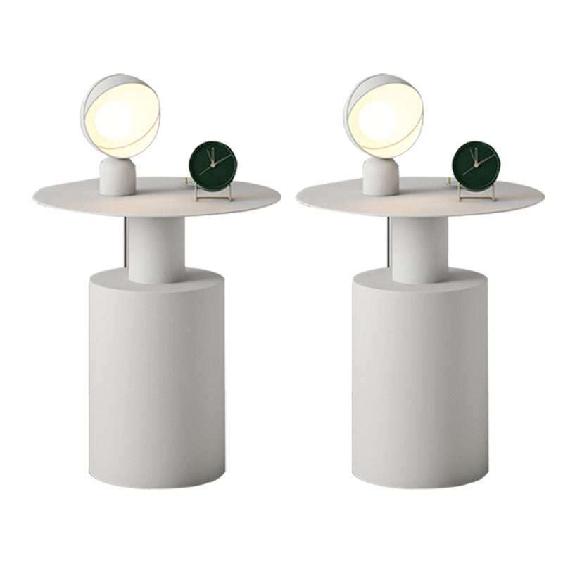 Tavolo da notte contemporaneo in metallo mobile rotondo per camera da letto