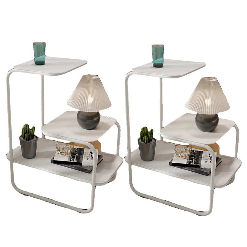 Open Storage Accent Table Nightstand Industrial Metal Bed Nightstand 24.4"L x 11"W x 24.4"H White 2 Piece Set Clearhalo 'Bedroom Furniture' 'furn' 'furn_night_stand' 'Furniture' 'night_stand' 'Nightstands' 5849515