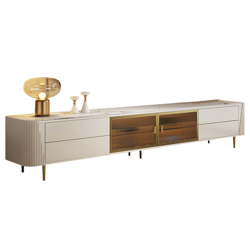 Glam Stone TV Media Console Stand di archiviazione chiusa in bianco