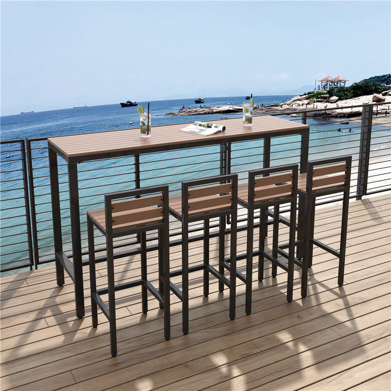 Set di tavoli da bar contemporanei 1/2/5 PC Tavolo da bar e sgabelli in metallo nero