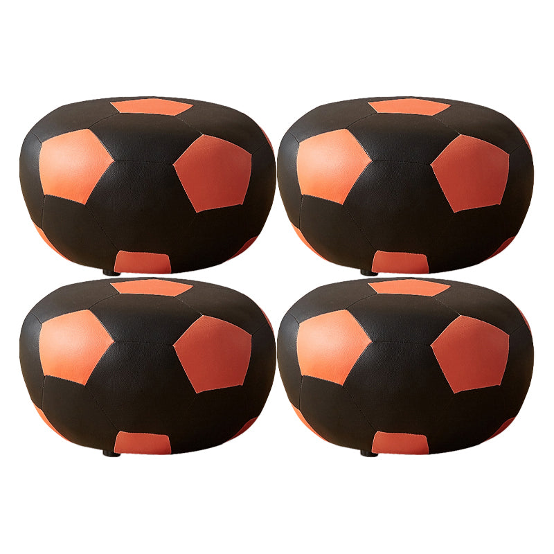 Specialty Ottoman Faux Leather Water Resistant Pouf Geometric Pattern Ottoman