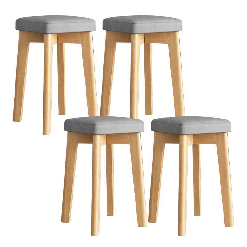 Wood Pouf Contemporary Square Solid Color Ottoman with Wooden Feet