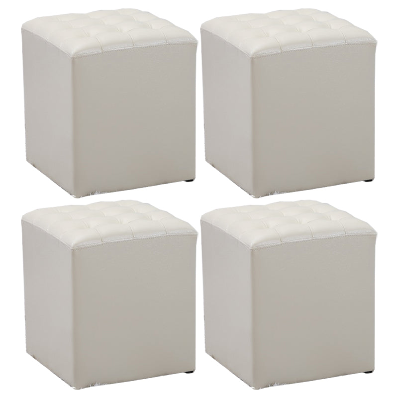 Genuine Leather Ottoman Tufted Square Whole Colored Water Resistant Cube Ottoman Yellow 4 Piece Set Clearhalo 'furn' 'furn_ottomans_poufs' 'Furniture' 'Living Room Furniture' 'Ottomans & Poufs' 'ottomans_poufs' 5851597