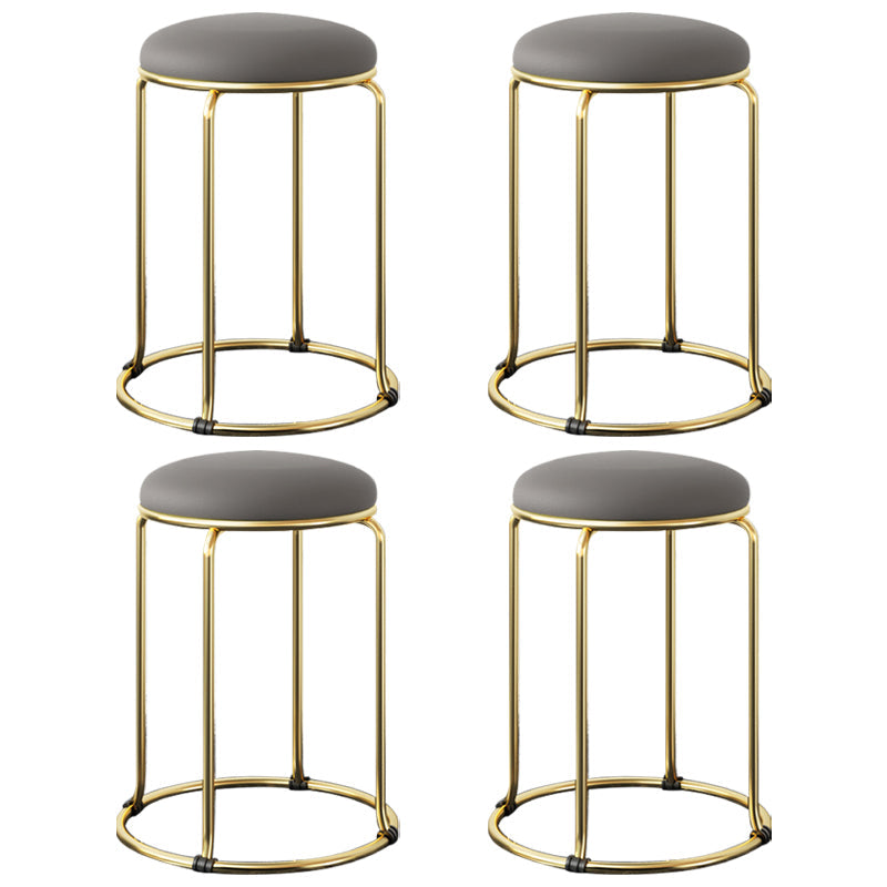 現代のプーフオットマンファブリック布張り金属フレームラウンドオットマン