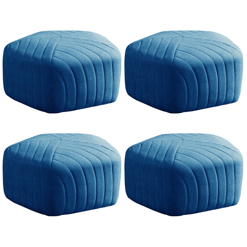Contemporary Footstool Ottoman Suede Upholstered Solid Color Pentagon Ottoman 18"L x 18"W x 12"H Navy 4 Piece Set Clearhalo 'furn' 'furn_ottomans_poufs' 'Furniture' 'Living Room Furniture' 'Ottomans & Poufs' 'ottomans_poufs' 5852211