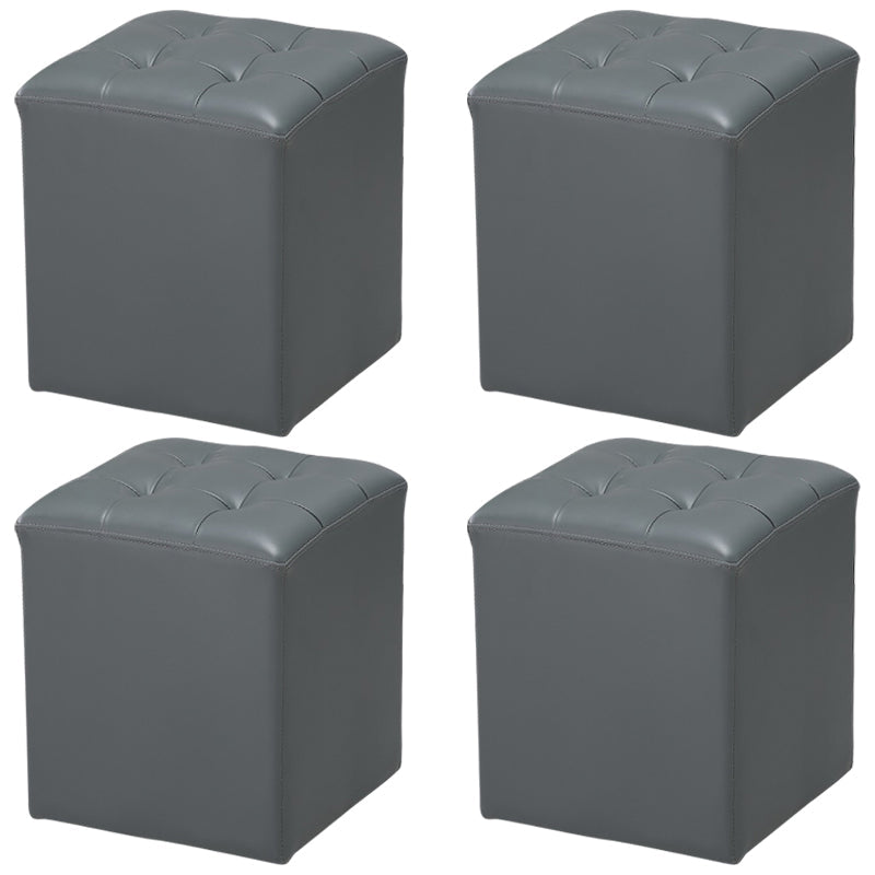 Genuine Leathe Ottoman Square Modern Water Resistant Tufted Cube Ottoman Dark Gray 4 Piece Set Clearhalo 'furn' 'furn_ottomans_poufs' 'Furniture' 'Living Room Furniture' 'Ottomans & Poufs' 'ottomans_poufs' 5852252