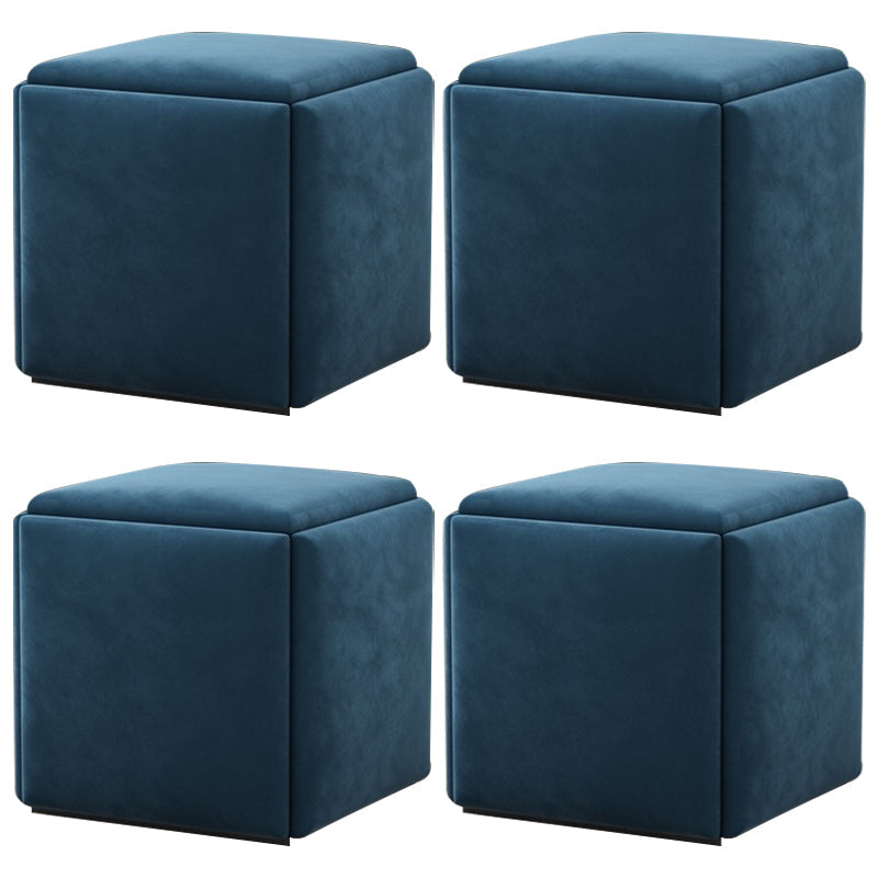 Modern Square Pouf Chair Plain Velvet with Storage Chair Ottoman