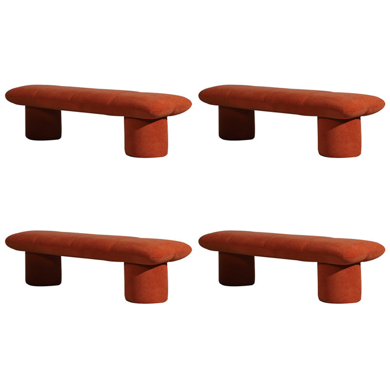 Modern Velvet Boucle Pouf Plain Rectangle Water Resistant Sherpa Pouf 44.5"L x 13"W x 13"H Orange 4 Piece Set Clearhalo 'furn' 'furn_ottomans_poufs' 'Furniture' 'Living Room Furniture' 'Ottomans & Poufs' 'ottomans_poufs' 5852628