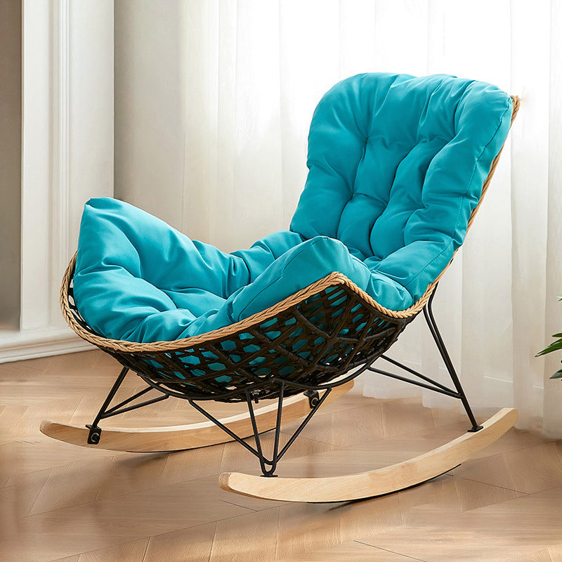 Modern Cushions Rocker Chair Metal Frame Nailheads Design Spindle Rocker Chair