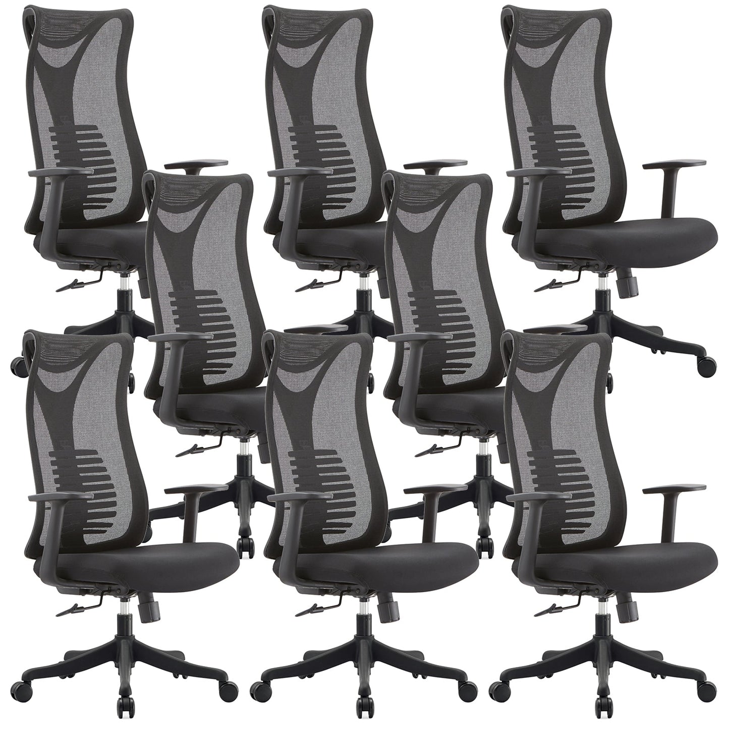 Contemporary Mesh Office Desk Chair High Back Black Office Chair with Arms Without Headrest 8 Piece Set Clearhalo 'furn' 'furn_office_chair' 'Furniture' 'Office Chairs' 'Office Furniture' 'office_chair' 5856282