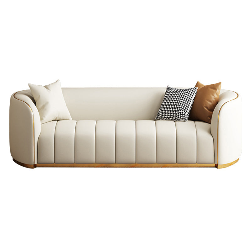 Echtes Ledersofa zeitgenössischer einfacher abgerissener Armsofa in Beige