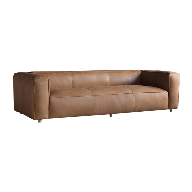 Contemporary Faux Leather Sofa Tuxedo Arm 25.59-In High Sofa Camel Clearhalo 'furn' 'furn_sofas' 'Furniture' 'Living Room Furniture' 'Sofa' 'sofas' 5858151