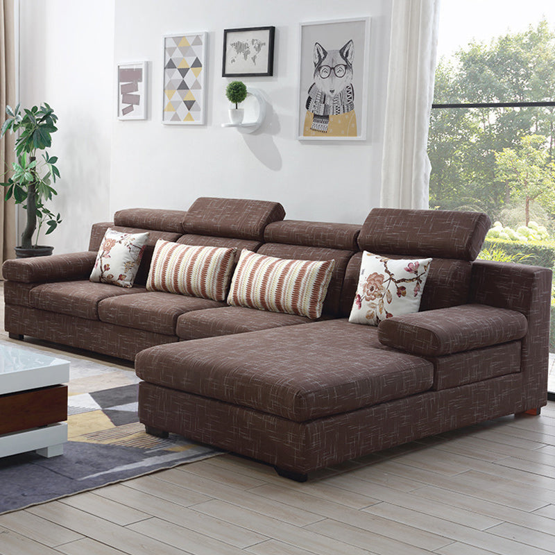 37.40" Tall Linen Sectional Pillow Top Arm Sectional with Adjustable Headrest