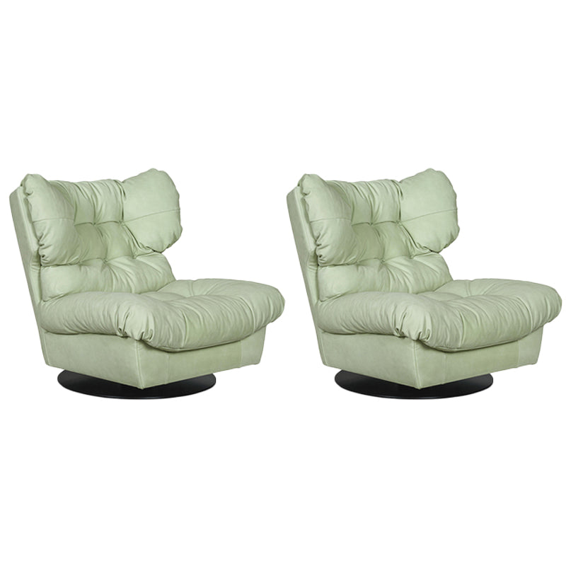 Nordic Armless Fabric Cushion Back Living Room Lounge Accent Chair Light Green 2 Piece Set Clearhalo 'Accent Chairs' 'accent_chairs' 'Chairs & Seating' 'furn' 'furn_accent_chairs' 'Furniture' 'Living Room Furniture' 5859649