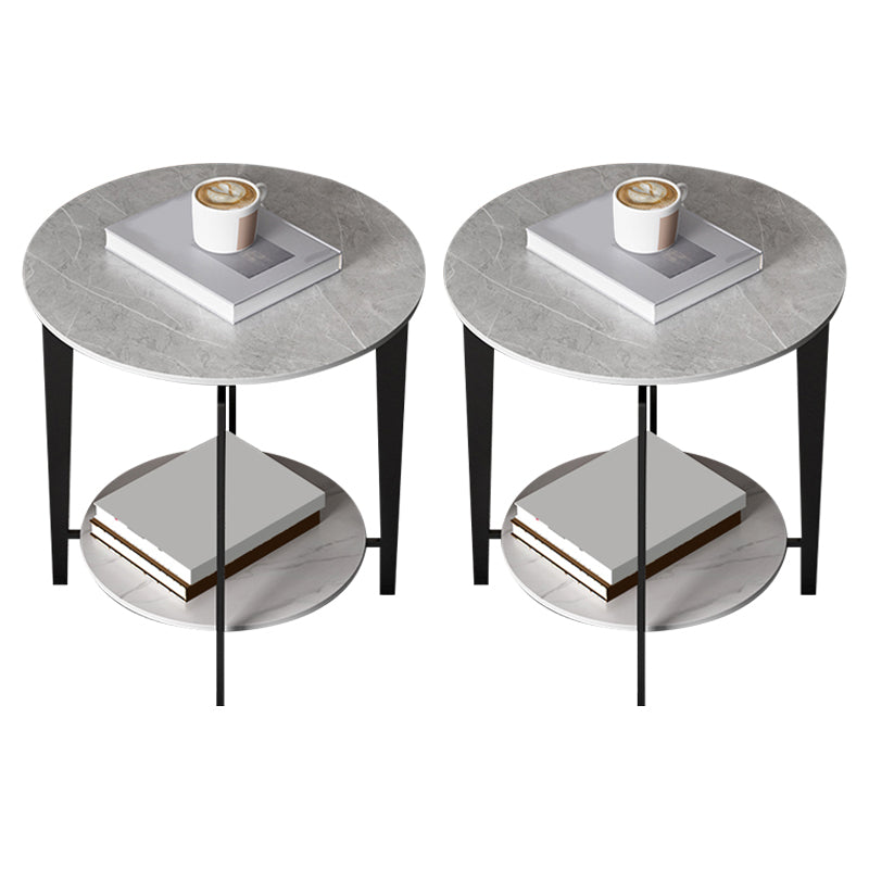 Minimalistische ronde hoektafel leisteen 4 poten banken bijzettafel met opslag