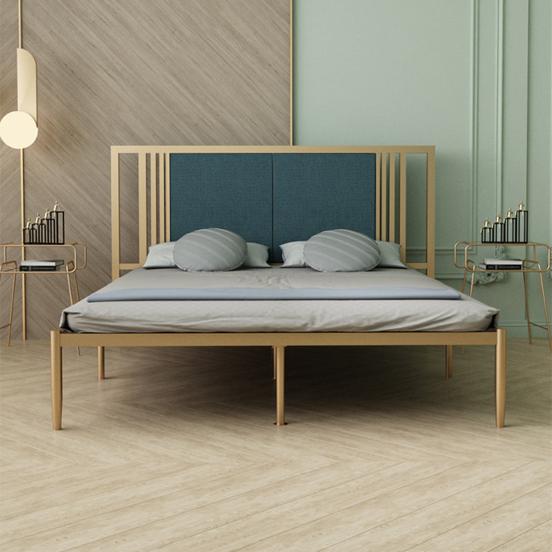 Metal and Upholstered Standard Bed Glam 45" Tall Open-Frame Bed