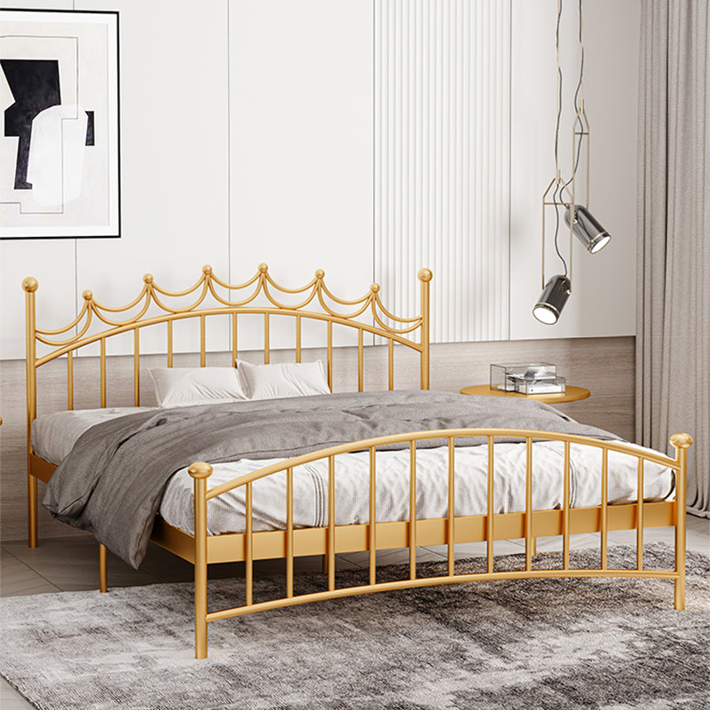 Metallic Standard Bed Glam Open-Frame Bed with Arched Headboard Full XL Gold Clearhalo 'Bedroom Furniture' 'Beds' 'furn' 'furn_beds' 'Furniture' 5861209