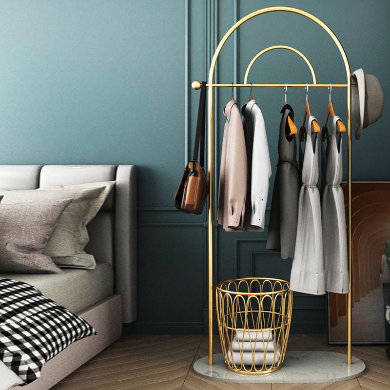 Hall Tree con ganci e cesto splendido supporto per la sala metallica in oro