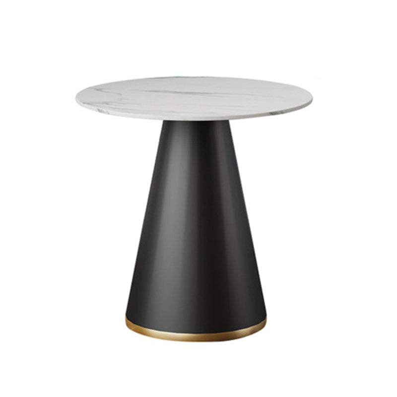 Base de black metal Mesa redonda de lujo tradicional Mesa de comedor de piedra sinterizada con pedestal