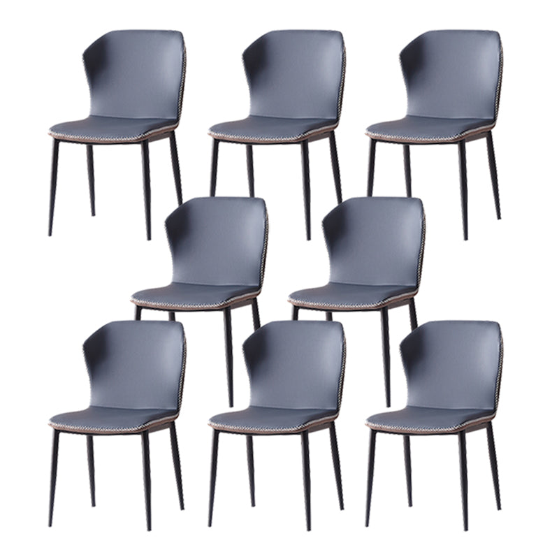 現代のアームレスダイニングチェアフェイクレザーウィングバックサイドチェア
