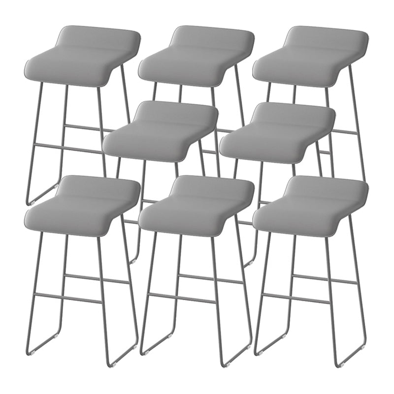 Scandinavian Metal Barstool Low Back Fabric Upholstered Counter Stool in Matte Finish