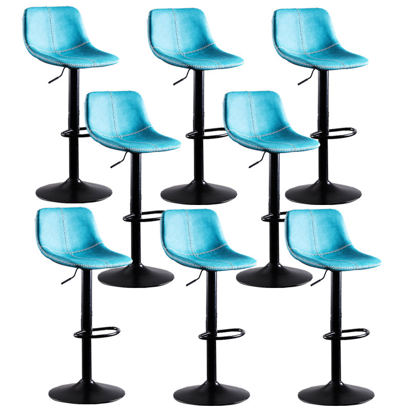 Contemporary Metal Barstool Low Back Faux Leather Barstools in Matte Finish Home